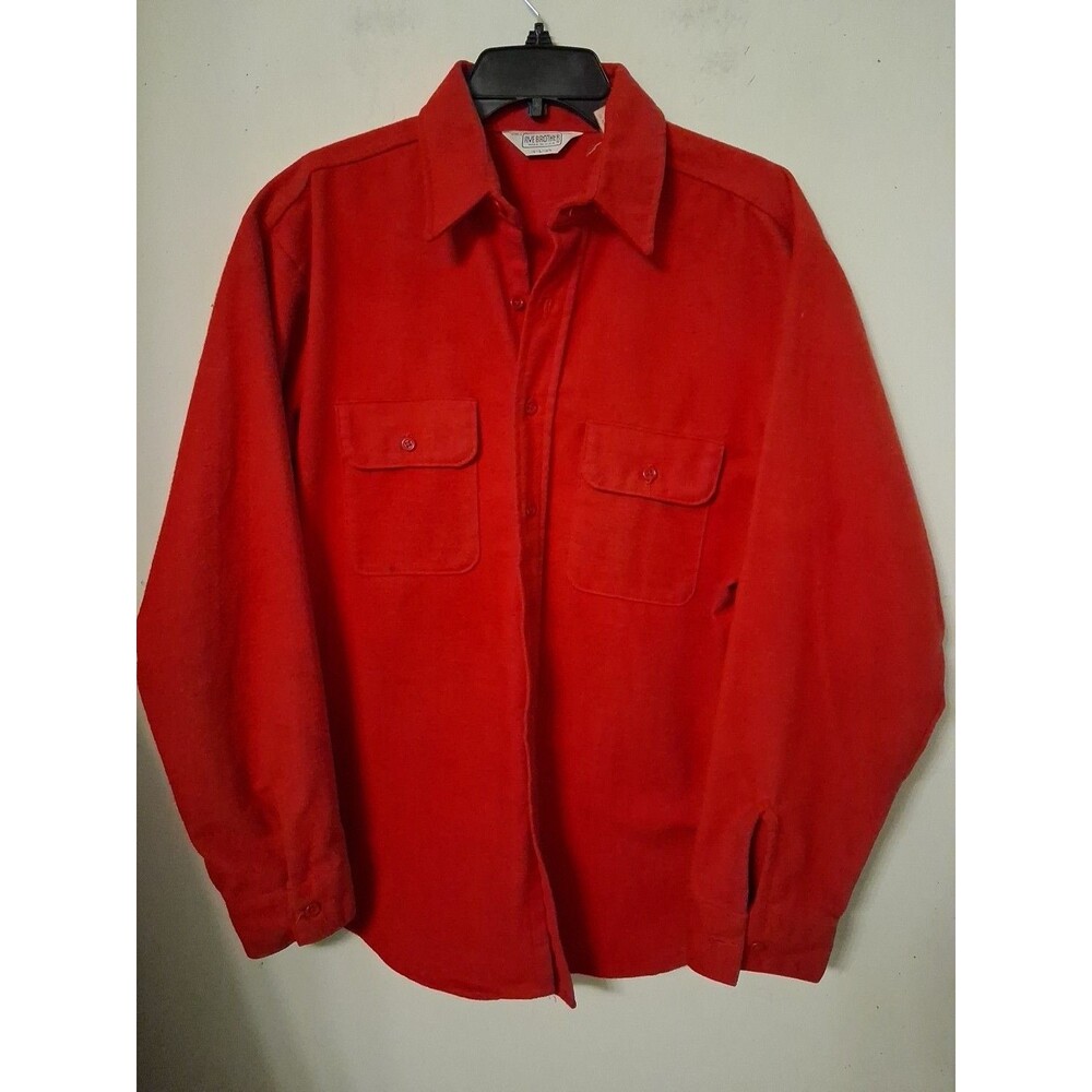 VTG Five Brother Red Flannel Button Shirt Men's L Long Sleeve Shirt Made USA